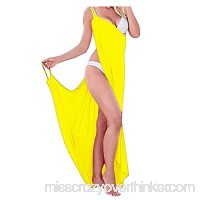 Womens Sexy Spaghetti Strap Sarong Beach Dress Bikini Swimwear Cover-up Yellow B07D3QVBF9